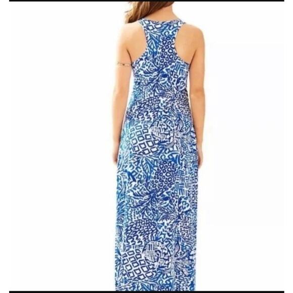 Lilly Pulitzer Kerri Maxi Dress Resort White Blue Pima Cotton Racerback XS - Picture 2 of 9